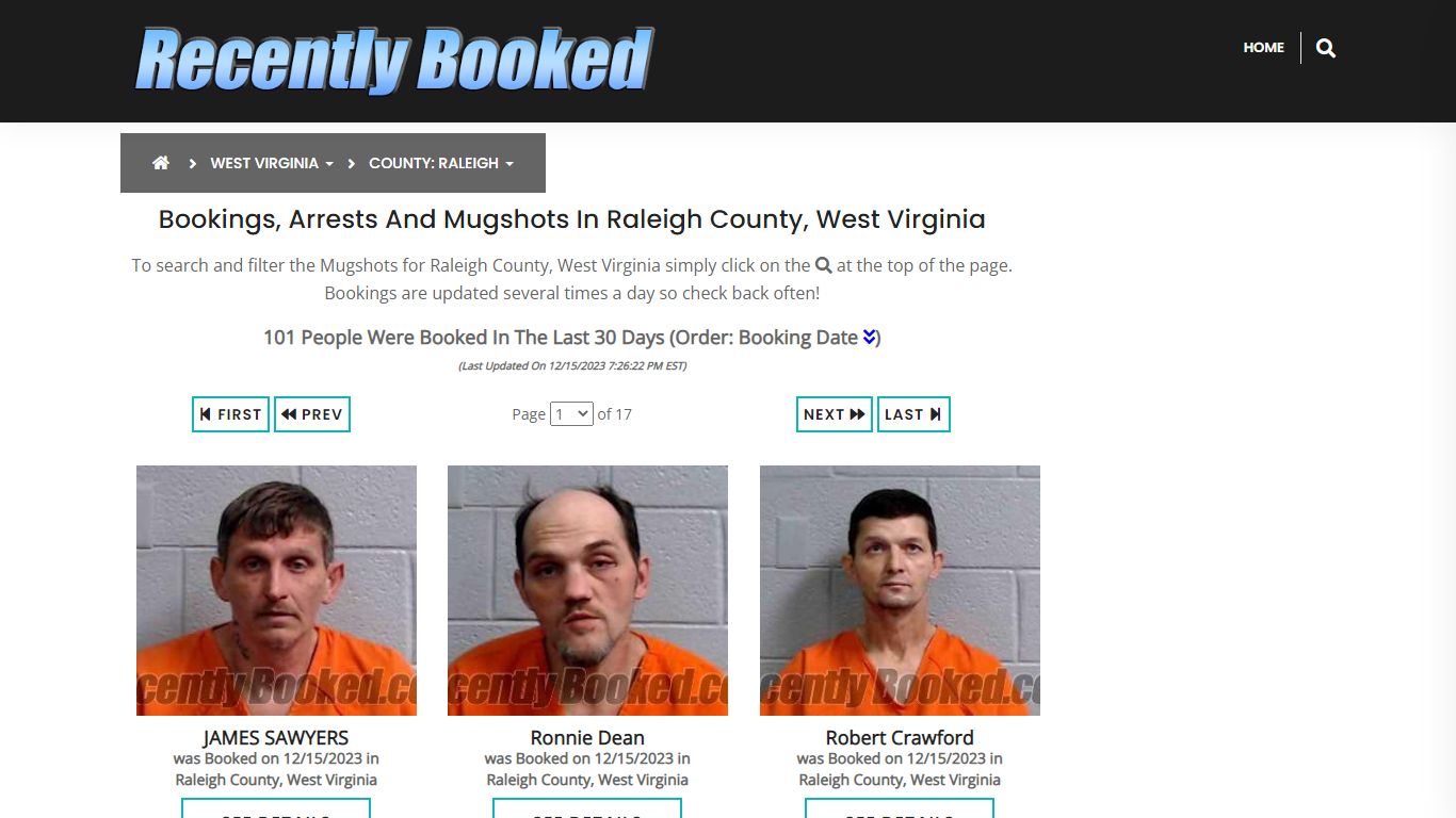 Recent bookings, Arrests, Mugshots in Raleigh County, West Virginia